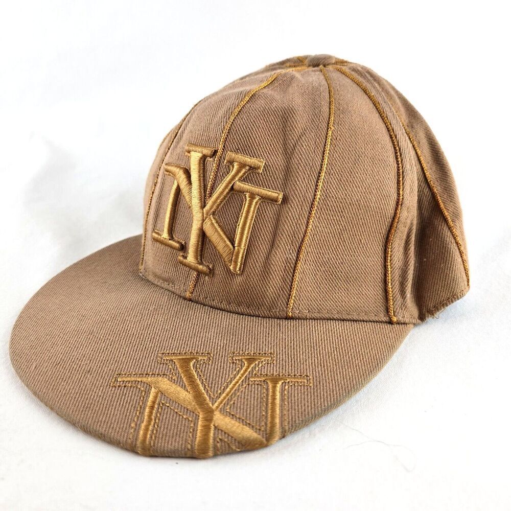 New York City Hat Mens Fitted XL Beige Brown KB Ethos Souvernir 212 Y2k Cap